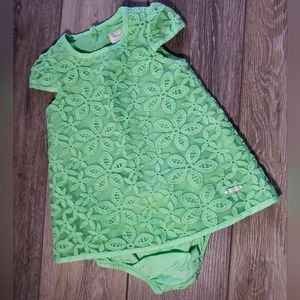 May Pral baby's lime green floral lace A-line dress Size 4-6 months